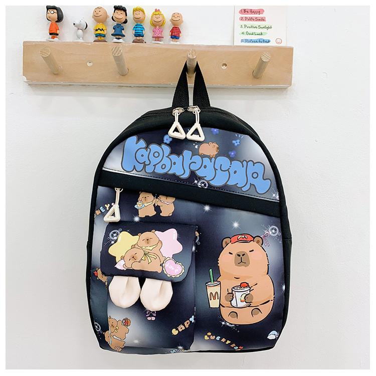 Printed Children Capybara Backpack Breathable Lightweight Cute Schoolbag Cartoon