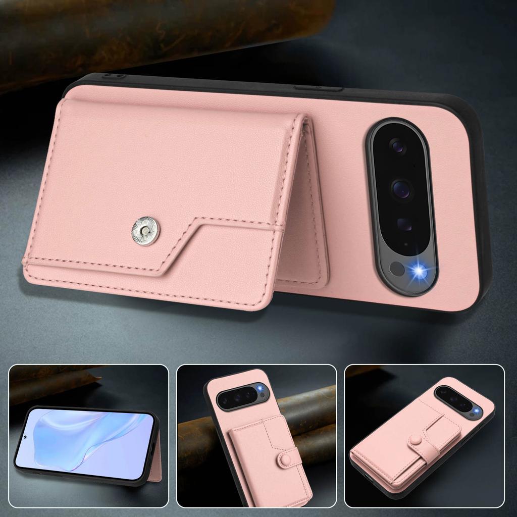 For Google Pixel 10 Pro/Google Pixel 10 Case RFID Blocking Card Holder Kickstand TPU + PU Leather Phone Back Cover