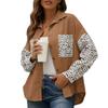 Winter Corduroy Coat Leopard Print Casual Lapel Buttoned Shirt Women Outerwear