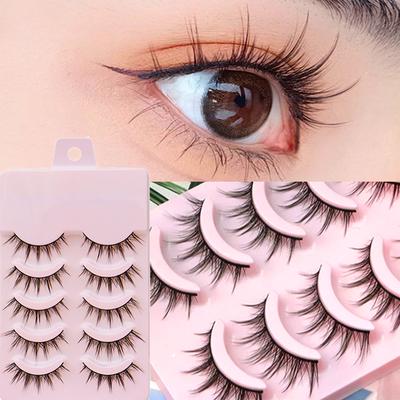 5 пар ресниц Manga Lashes Cos Dance Performance Eyelash, ресницы ручной работы для женщин, японские 3D, натуральные искусственные норковые ресницы для наращивания