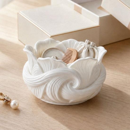 3D-печатная коробка для хранения лепестков цветов, матово-белый органайзер для украшений и макияжа, вместительный держатель с широким горлышком для кистей для макияжа, ключей, канцелярских принадлежностей,