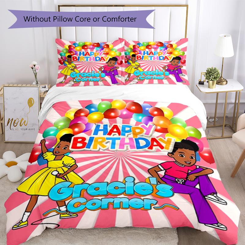 3pcs Gracie's Corner1 pattern bedding set duvet cover set includes duvet cover &pillowcases, perfect all season bedroom decoration & gift