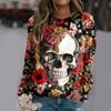 Spring and Summer Women's 3D Digital Printed Personalized Round Neck Long Sleeved T-shirt