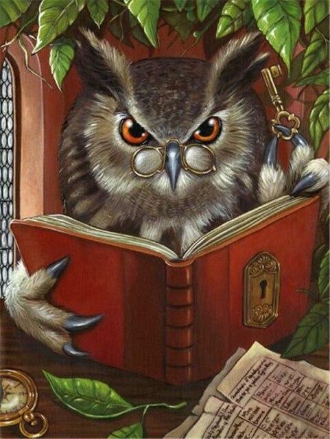 Алмазная картина Сова, полная дрель, украшение для дома, Алмазная вышивка, мозаика с животными, картина со стразами, настенное искусство