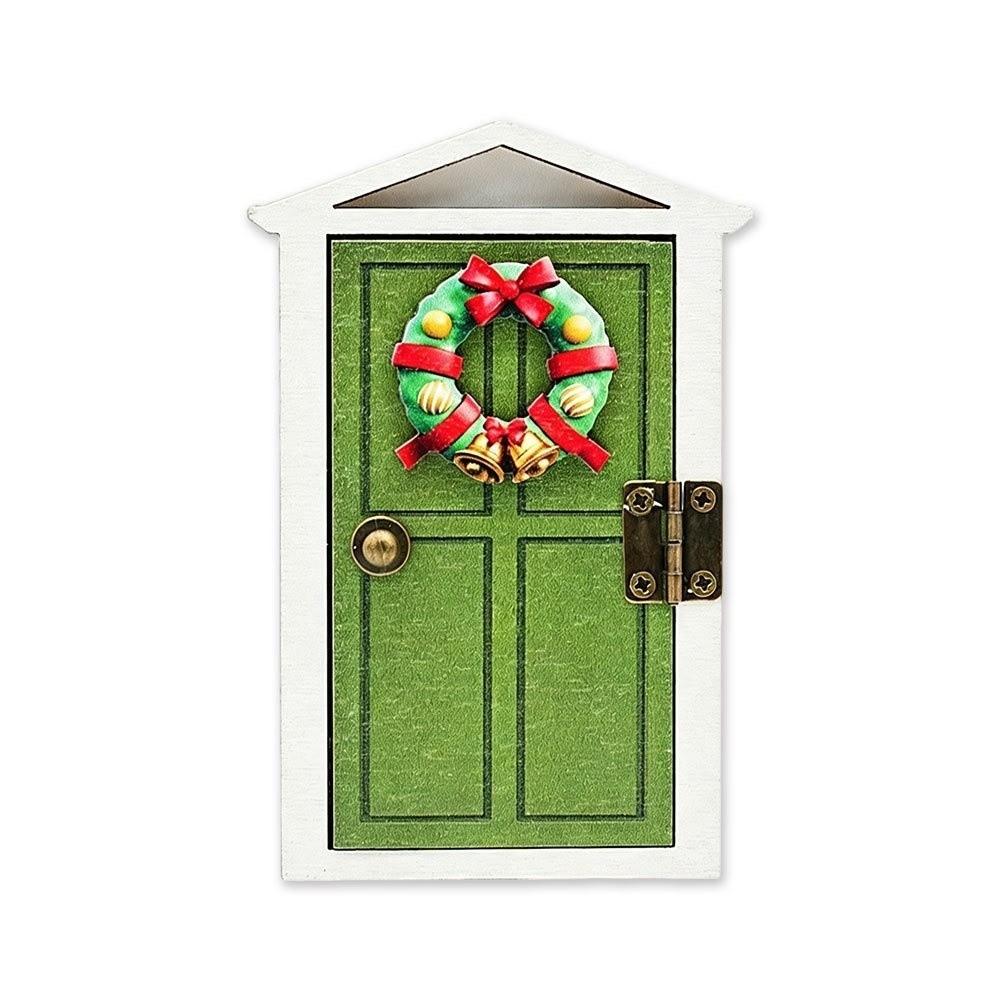Glowing Elf Door Refrigerator Magnet Wooden Refrigerator Patch Christmas Fridge Magnet Holiday
