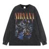 Футболка с длинным рукавом группы Nirvana европейская и американская винтажная стираная старая футболка Nirvana с коротким рукавом для мужчин и женщин