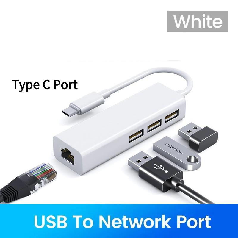 USB Ethernet-адаптер USB Type C к порту Rj45 Lan, гигабитная сетевая карта 100 Мбит/с, док-станция USB 2.0 для ПК, компьютера, ноутбука