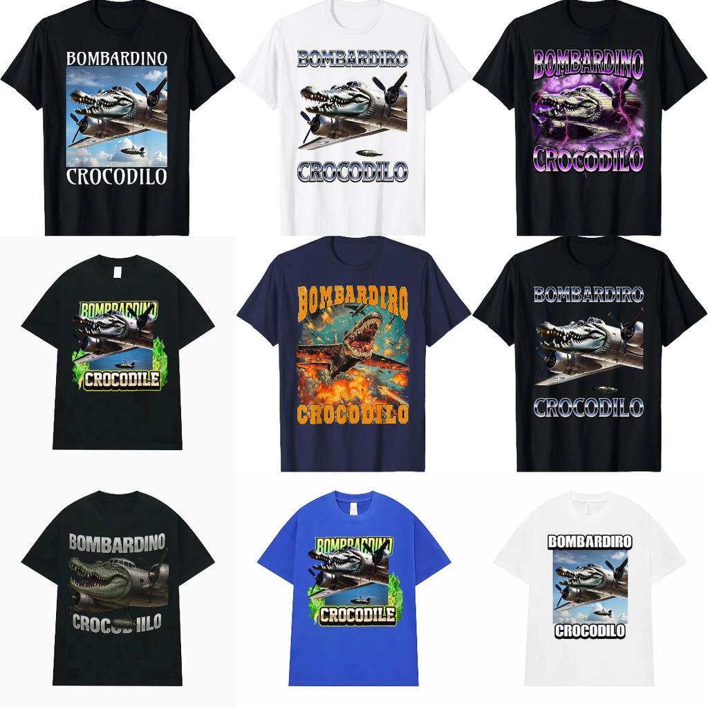 Bombardino Crocodilo Meme T-Shirt Men Women Short Sleeve Cotton Tees Funny Graphic T-shirt Y2k Outfit Summer Tops Men's Clothing