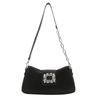 Stylish Korean Summer Casual Solid Color Shoulder Tote Bag With Shiny Rhinestones For Women