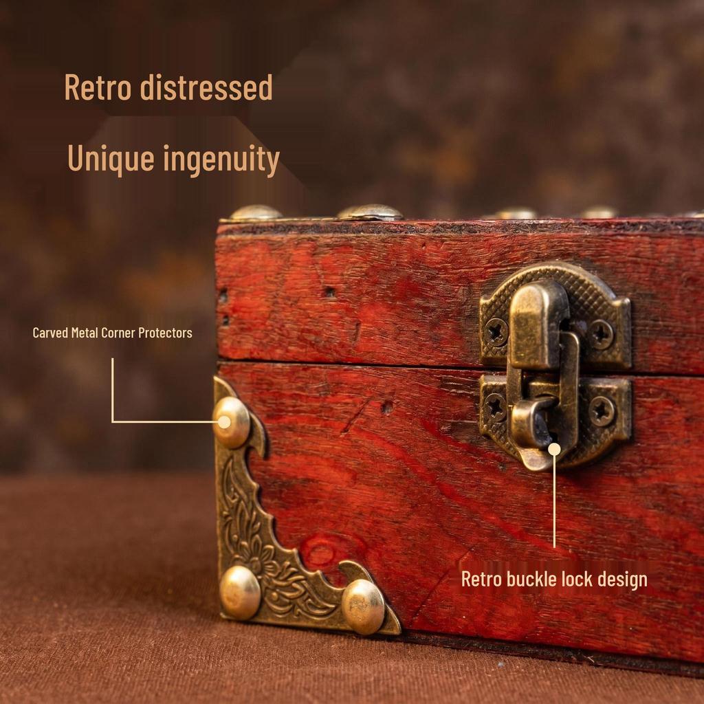 Retro European Wooden Jewelry Box with Combination Lock - Court Style Treasure Chest