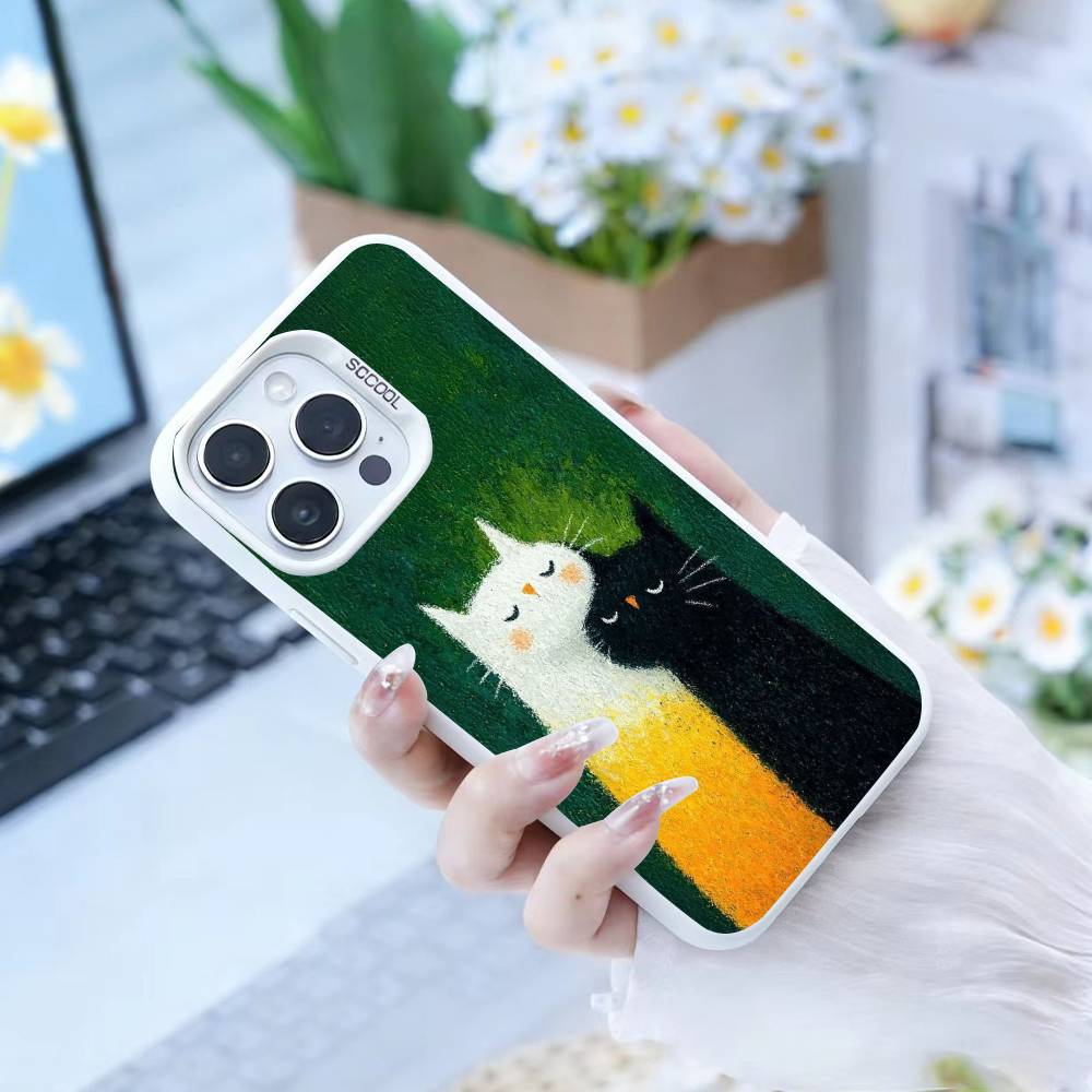 Милый Кот Забавный Чехол Для Телефона Для IPhone 16 17 15 14 12 13 Pro Max Черный Цвет Ударопрочный Чехол