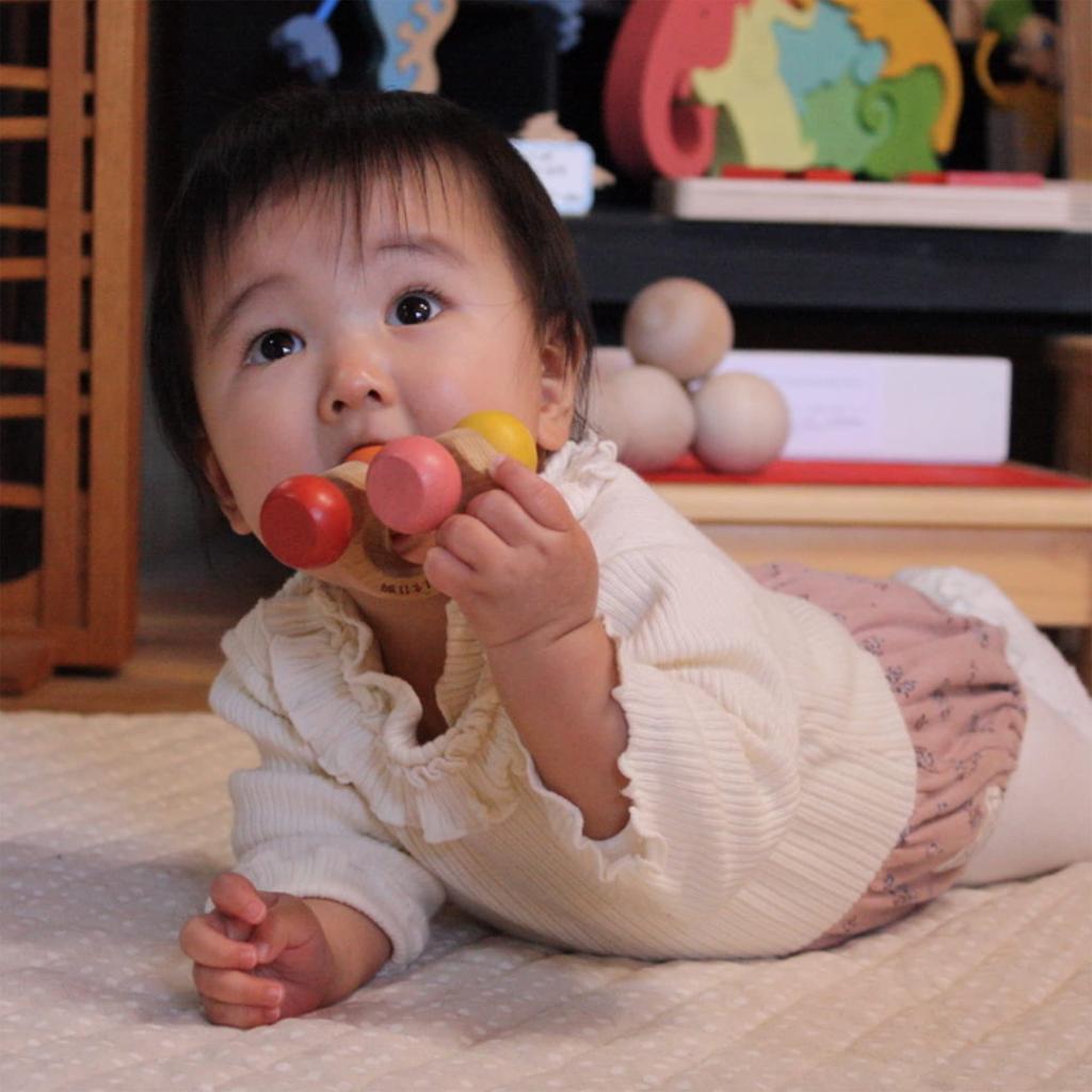 Car Pacifier and Teether Japan Good Toy Winning Toy Durable and Rolling Smooth Wooden Toy Rattle Baby Gift Present Educational Toy Car Ranking Baby