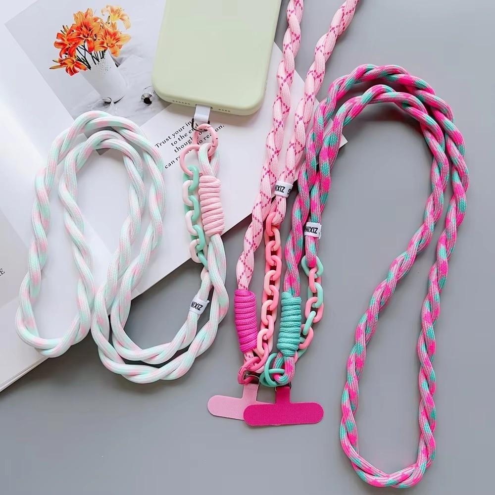 Nylon Braided Phone Lanyard Dopamine Crossbody Hanging Rope  Phone Charm Accessories