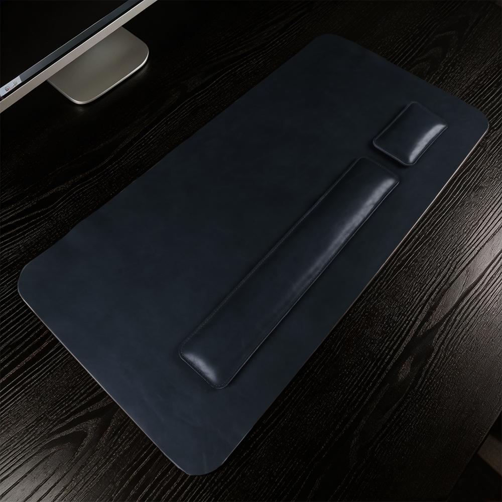 Handmade Top Grain Cowhide Genuine Leather Laptop Desk Mat Computer Retro Premium Luxury Oil Wax Leather Keyboard and Mouse Pads