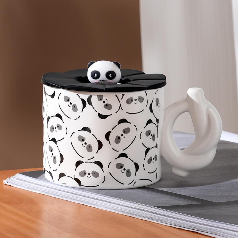 Милая мультяшная панда керамическая чашка персонализированная кружка для студентов мужского и женского пола пара стакан воды подарочная кофейная чашка для домашнего использования