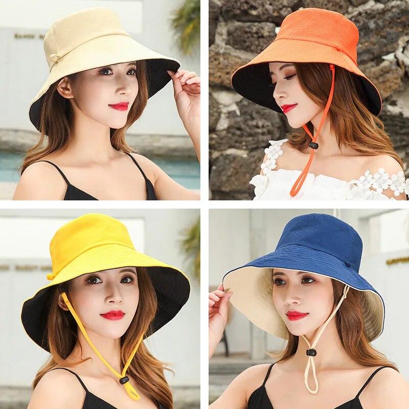 Fisherman Hat Women's Summer Face Cover, Sunscreen, Large Brim Sunshade Hat, Internet Celebrity Double-sided And Versatile
