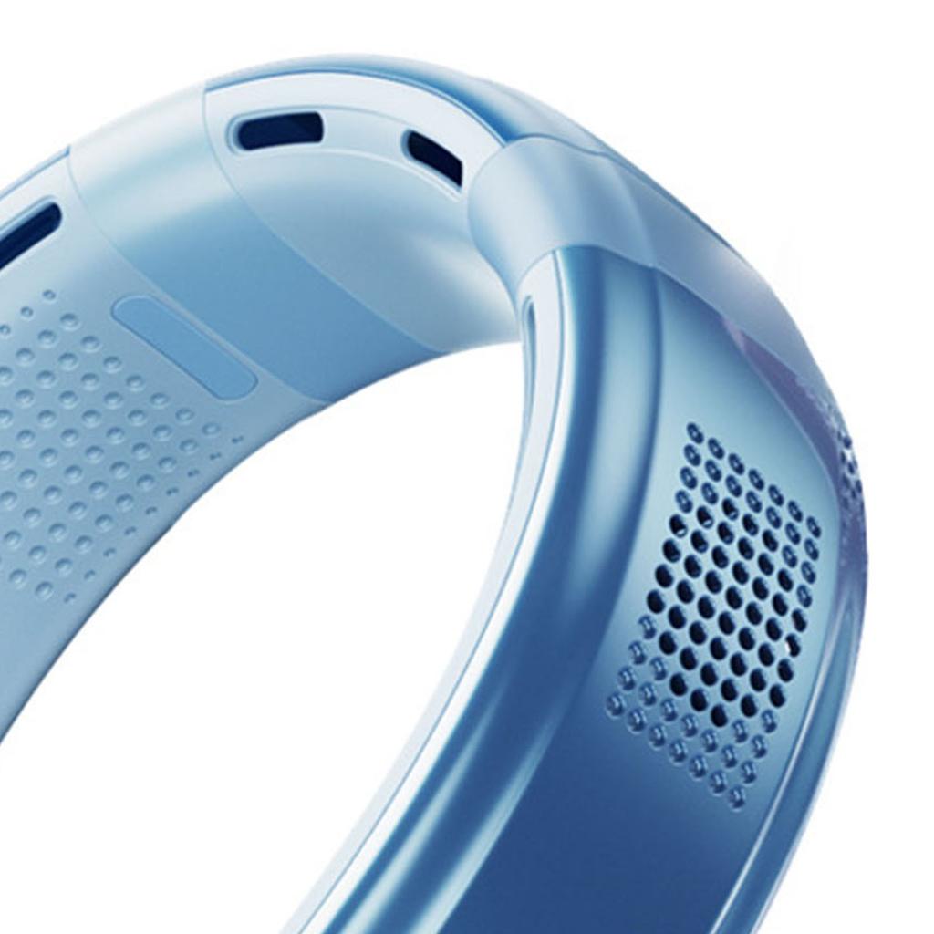 Вентилятор на шею USB Перезаряжаемый Тихий Пять Ядер Десять Раз Холодный Ветер Регулируемый Нашейный Носимый Вентилятор для Улицы Синий