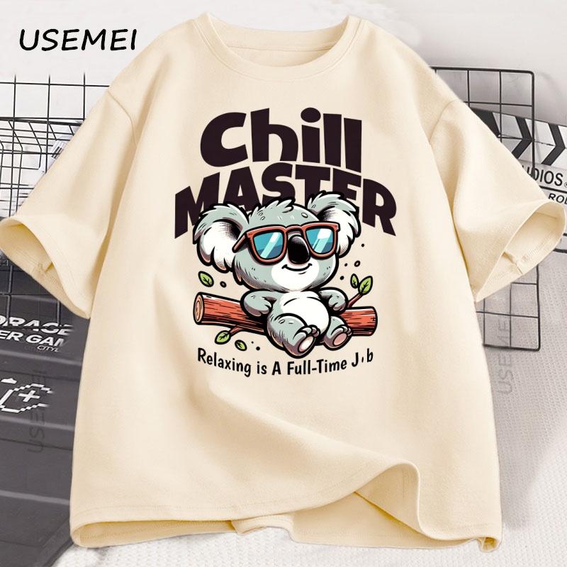 Chill Master Koala T Shirt Funny Koala Graphic Tee Animal Lover Gift Unisex Women Summer Casual Cotton Loose Tshirt Male Clothing