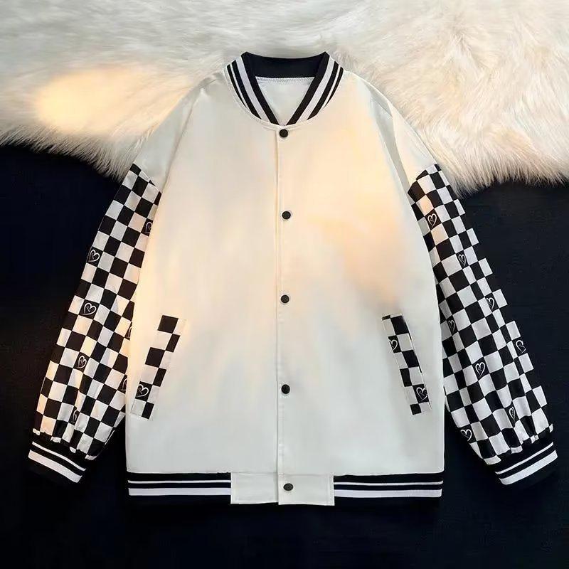 Vintage American Street Style Baseball Jacket for Men - Spring/Autumn High Street Design, Couple Outerwear