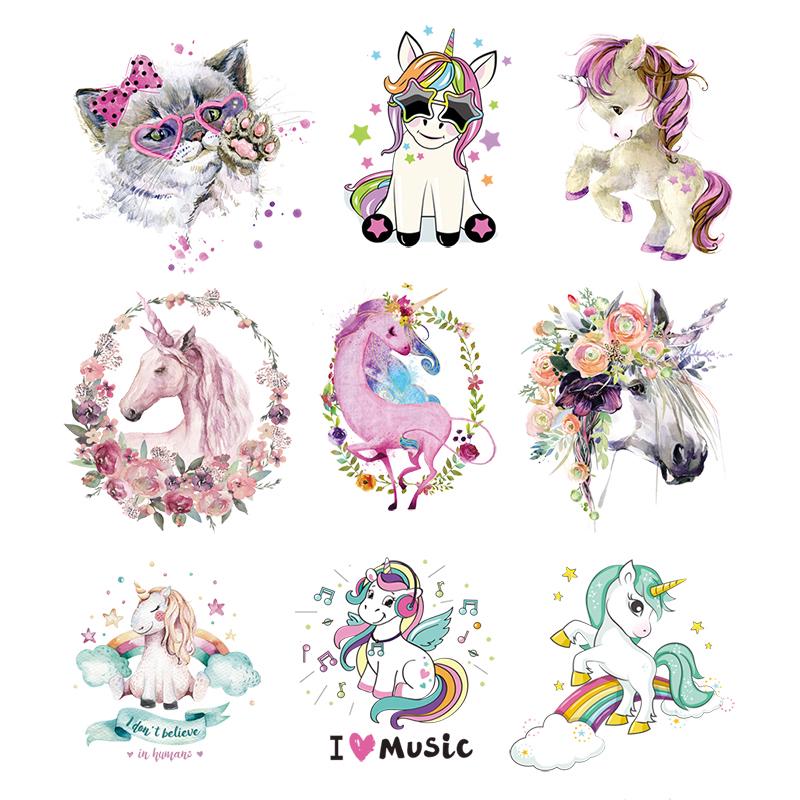 Цветочные наклейки с единорогом для девочек и мальчиков, подарочные значки, аксессуары «сделай сам», теплопередача, декор для одежды, нашивки