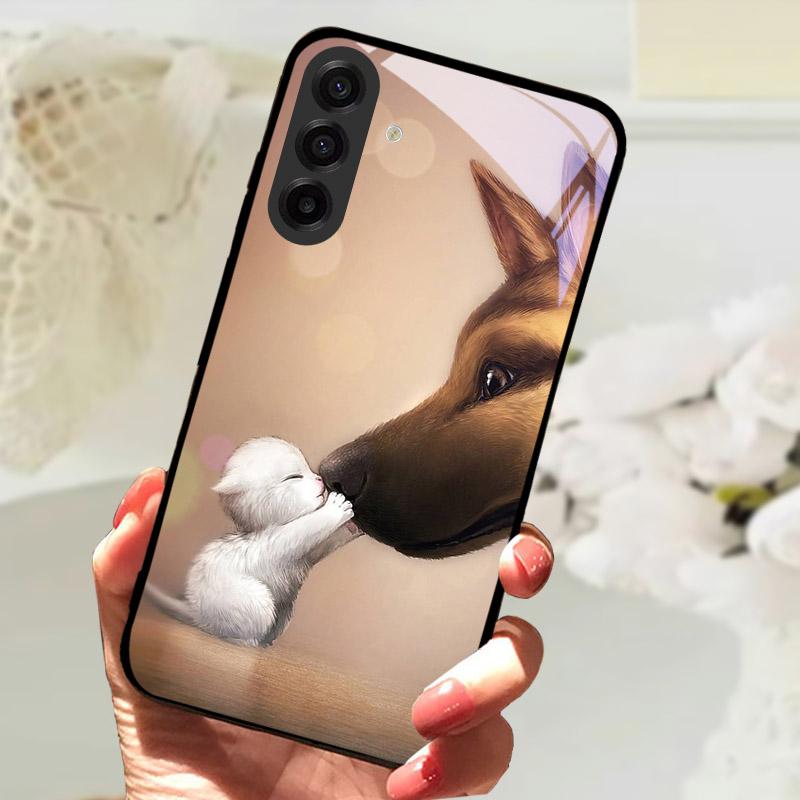 Чехол для Samsung Galaxy S25FE Модный Чехол-бампер с изображением Льва и Цветов из Закаленного Стекла Ударопрочный Защита Камеры для Galaxy S25 S 25 FE