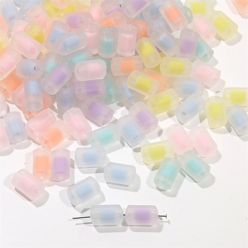 Бусины для браслета ручной работы, акриловые прозрачные матовые цветные гальванизированные бусины для колонн, глянцевые бусины в бусинах, бусины, браслет ручной работы своими руками, ожерелье, свободные бусины