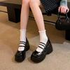 Модная обувь для женщин 2024 Новые туфли Мэри Джейн на толстом каблуке и платформе Модные универсальные женские туфли Преппи Лолита Обувь для девочек
