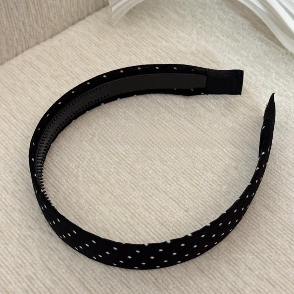 Non-Slip Korean Wide Headband Black White Color Temperament Hair Band Polka Dot Headband  Wash Face