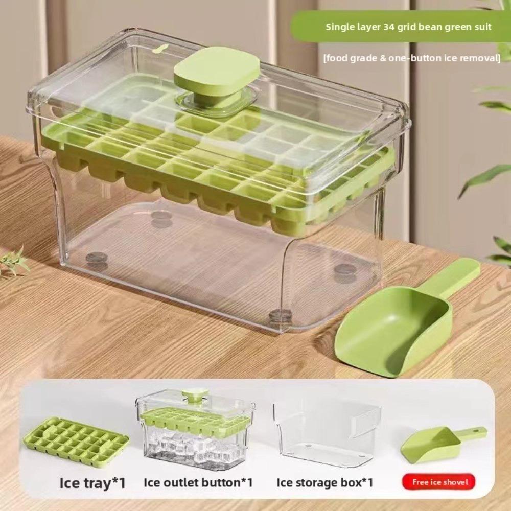 34/68 Grid Ice Cube Mold Push type Easy To Take Ice Cube Bucket Multifunctional Ice Maker Refreshing Ice Cube Ice Box