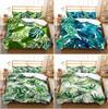 Tropical Leaves Plant Quilt Cover Palm Tree Leaf Doona Duvet Cover Set Bedding