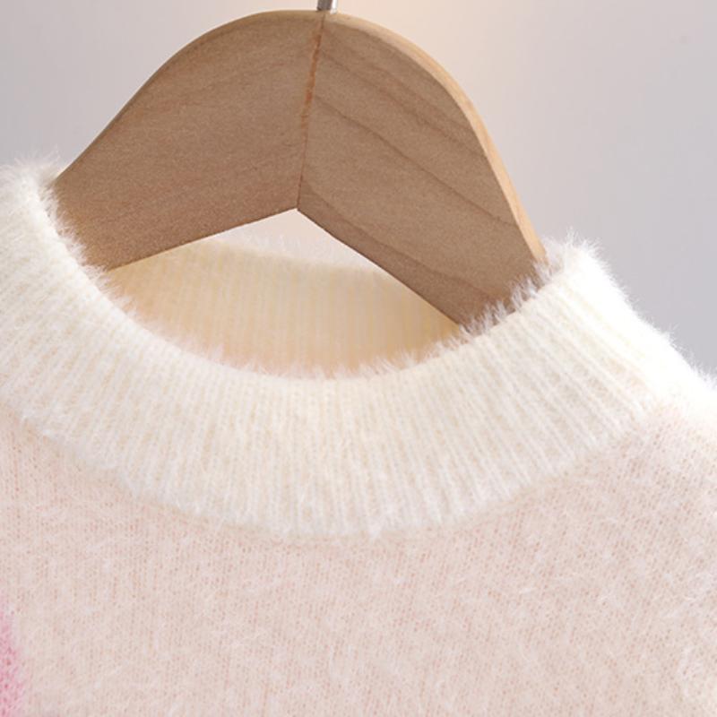 Girls' Sweaters Autumn and Winter Pullover Girls' Round Neck Tops Fashion Bottoming Mink Fleece Pullover