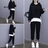 Женский весенний студенческий свитер больших размеров, женский свободный корейский повседневный костюм из двух предметов