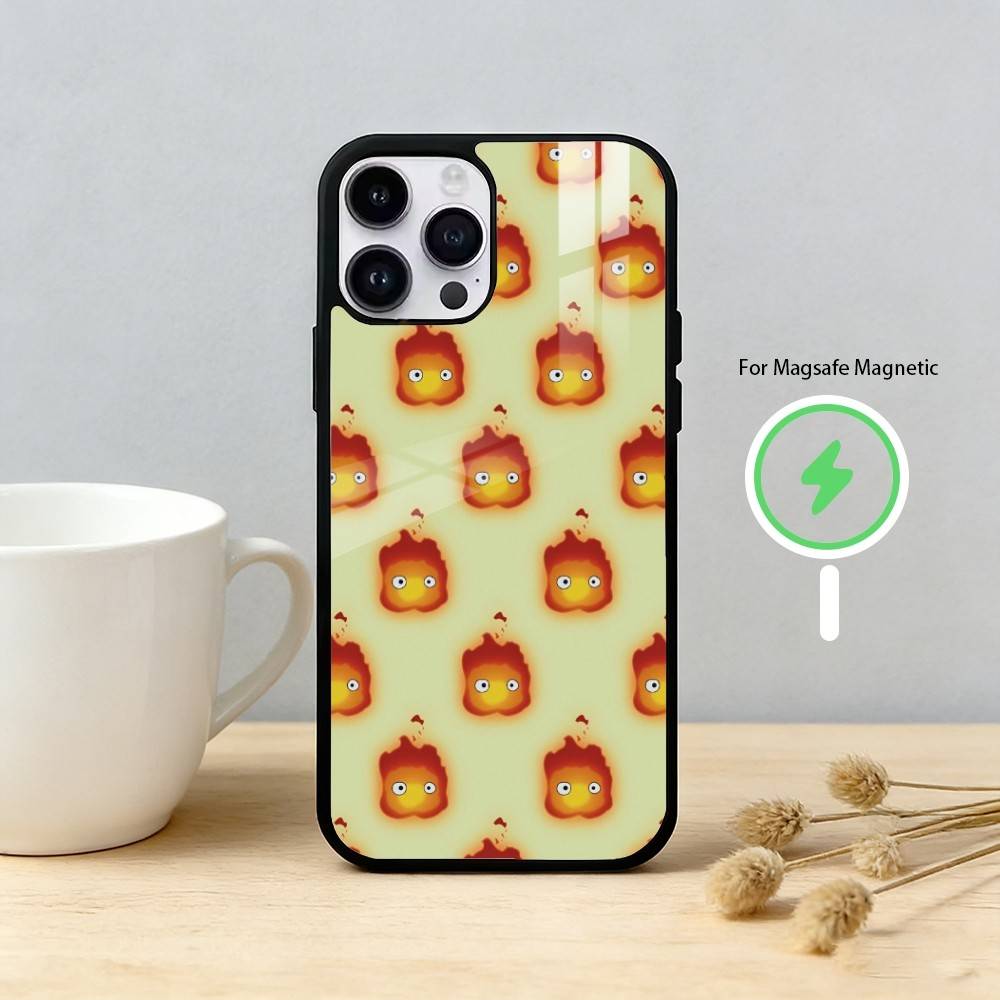 Аниме C-Calcifer-ES Милый чехол для телефона для iPhone 17/16/15/14/13/12/Plus/Pro/Max для магнитной беспроводной зарядки