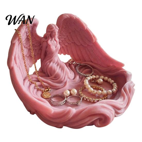 Angel Shape Jewelry Holder Tray Wings Decorative Storage Multi-Purpose Perfume Elegant White Dish for Rings Earrings Bracelets Keys Crystal