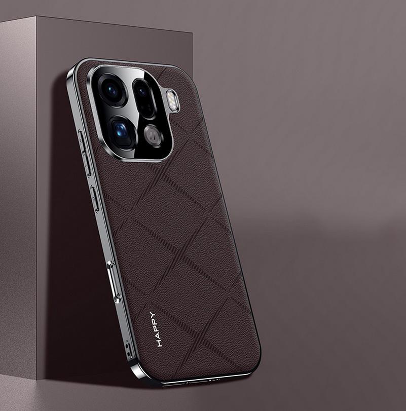 Plain Leather + Camera Lens Protection Case For OPPO Find X9 Pro Find X9 X8 Pro X7 Slim Good Texture Cover