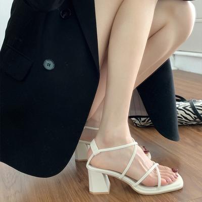 Мода Новые летние модные туфли с открытым носком Pure Color 2024 женские туфли на высоком каблуке нескользящие сексуальные женские сандалии тонкие каблуки квадратный носок женская обувь