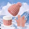 Winter Hat Scarf Gloves Set Fleece Lined Hat Warm Neck Wrap Thick Knitted Touchscreen Gloves for Men Women Cycling Hiking Travel