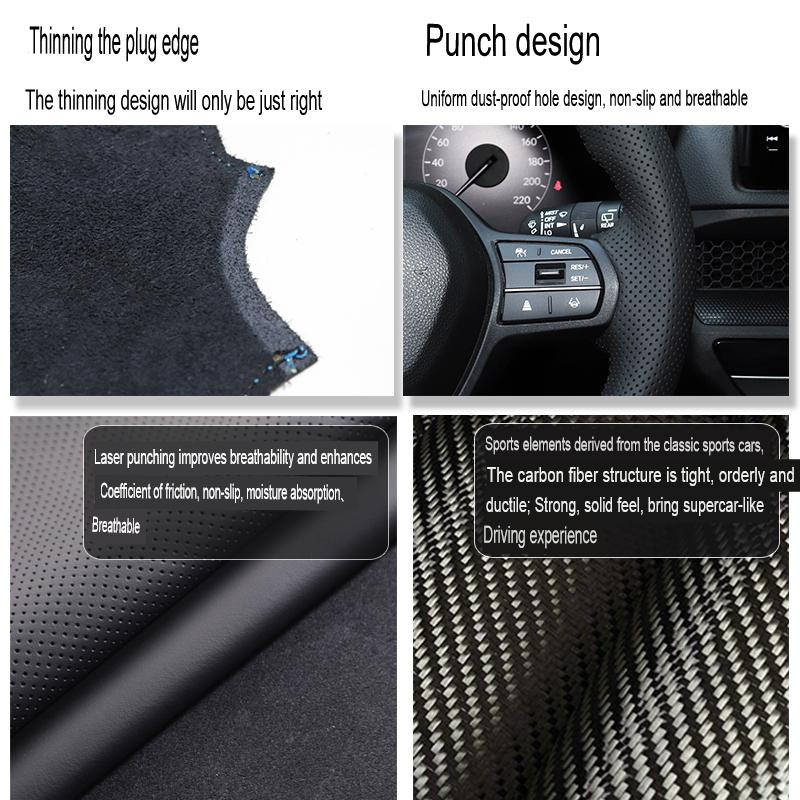 For Toyota Hilux Fortuner 2015 2016 2017- Car Steering Wheel Cover ized Diy Manual Sewing Microfiber Leather