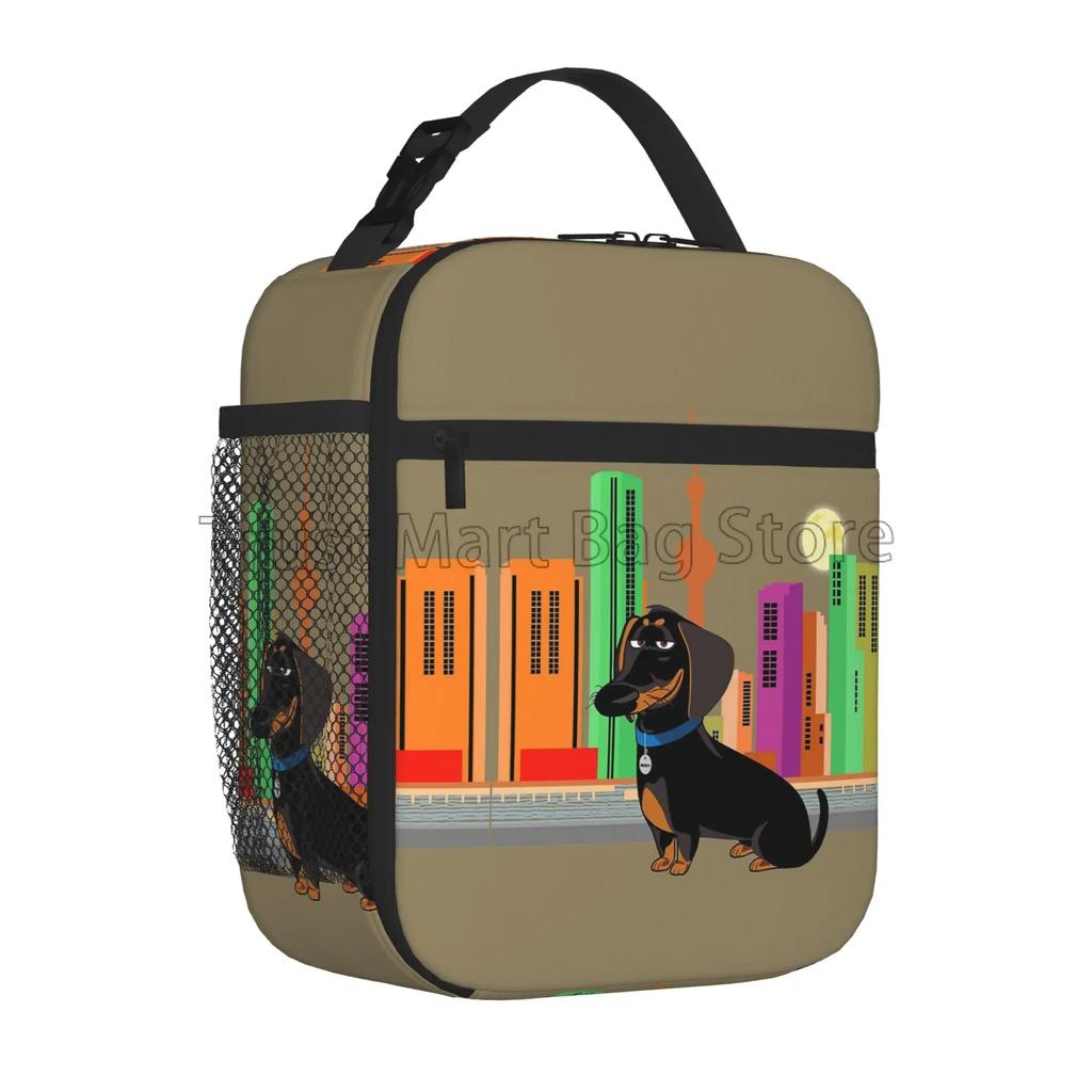 Такса Собака Принт Многоразовая Изолированная Сумка-Охладитель Для Обеда Термальная Сумка-Холодильник Bento для Мужчин Женщин Офиса Пешего Туризма Кемпинга Пикника Пляжа