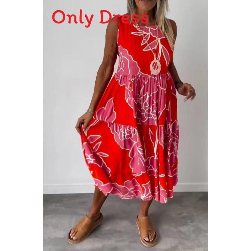 Geometric Print Sleeveless Tie Dress With Polyester Fabric For Summer Casual Wear