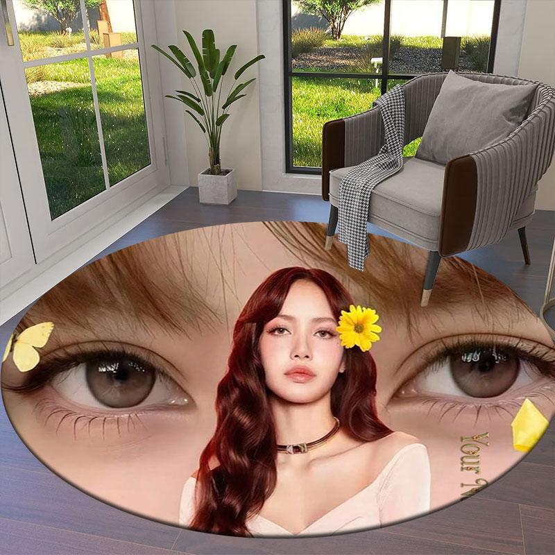 Blackpink Custom Name Round Area Rug,Carpet Rug for Living Room Bedroom Sofa Playroom Decor,Non-slip Floor Mat