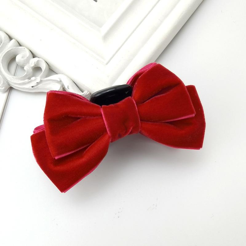 Французская застежка-бабочка, черная бархатная застежка для волос, сетка, красный темпераментный головной убор, корейский элегантный зажим для волос с ложкой на затылке, новый стиль