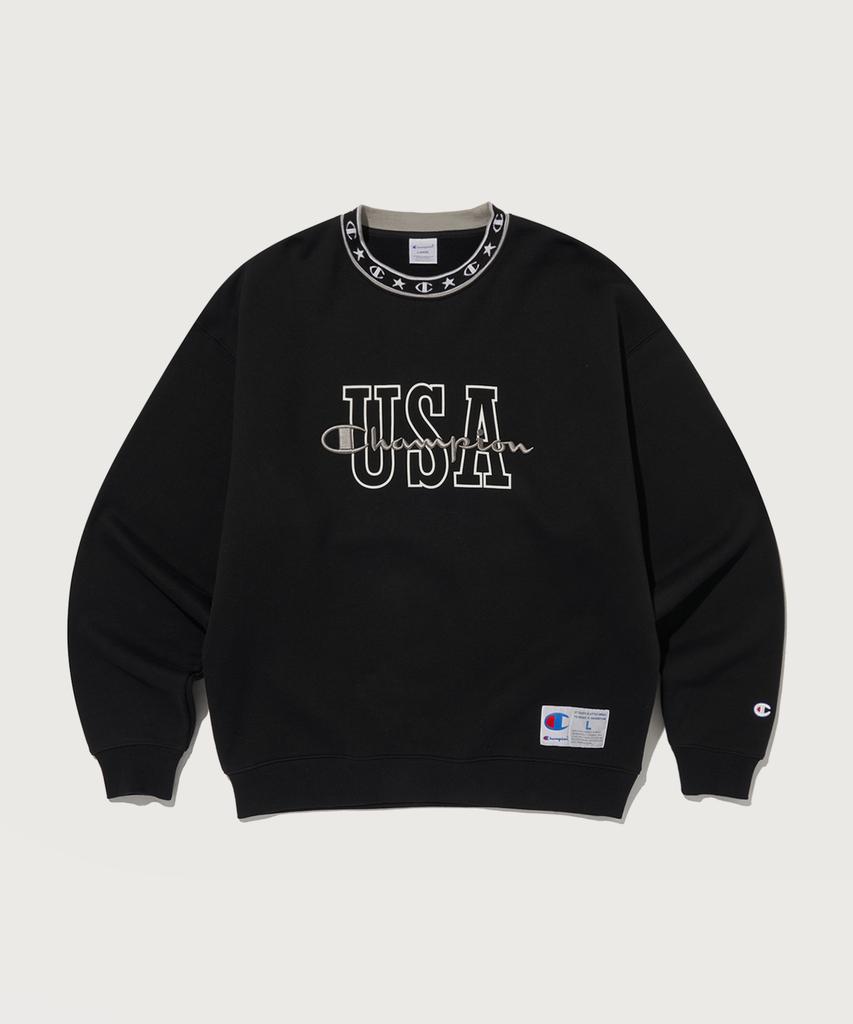 Champion Свитшот с круглым вырезом из суперфлиса с жаккардовой резинкой, черный