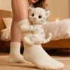 3D Plush Animal Socks Cute Knitted Socks with Fluffy Animals Stretchy Fun Sloth Cat Socks for Animal Lovers Christmas Gift