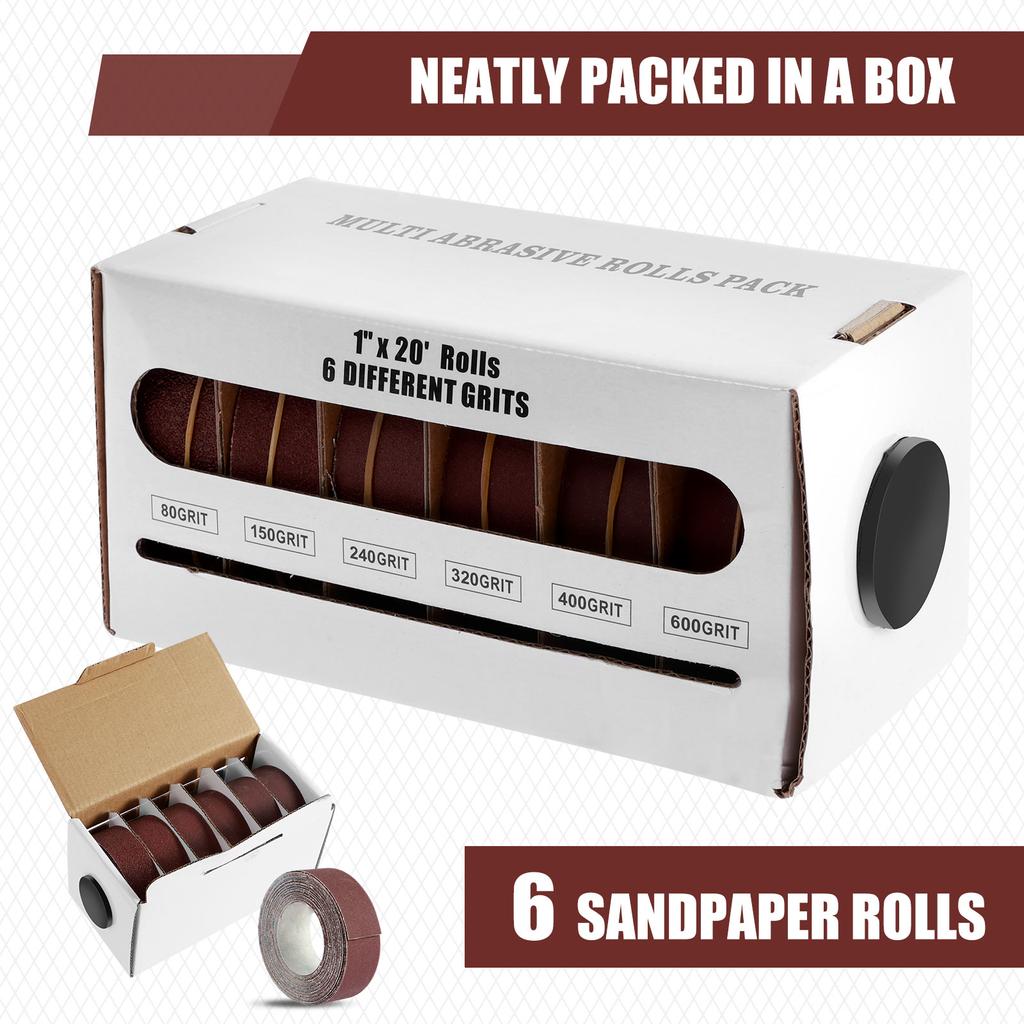 5/6 Roll Long Abrasive Sand Paper Rolls Boxed Aluminum Oxide Sanding Belt Drawable Abrasive Paper80/150/240/320/400/600 Grit