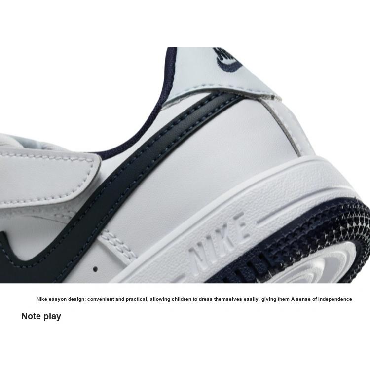 Nike Force 1 Low EasyOn PS белые темно-синие детские кроссовки футбольно-серые FN0237-104