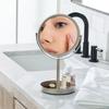 Двустороннее косметическое зеркало Металлическое отделка сатиновый никель Увеличительное Поворот на 360 градусов Настольное зеркало для макияжа Современный дизайн Прочное