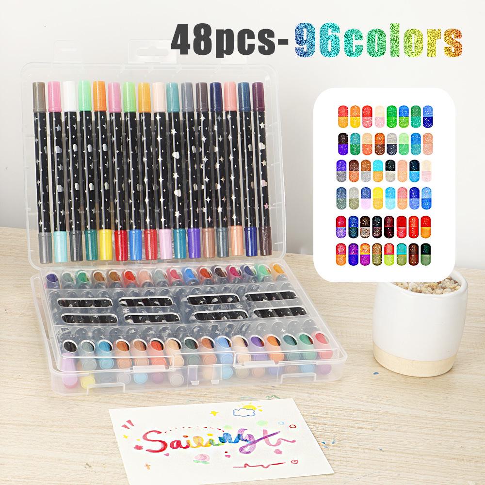 Двухцветный блестящий маркер-кисть для детей - Невыцветающий, Смелый мягкий наконечник