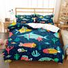 Fish Duvet Cover Set Koi Carp Pattern Polyester Comforter Cover King Queen Full Size For Kids Teens Bedding Set With Pillowcase
