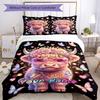 3PC Custom Name Pink Cow Heart Glasses Bedding Set Duvet Cover Closure Includes 1 Duvet Cover & 2 Pillowcases for Bedroom
